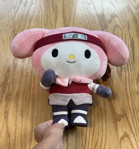 Neu mit Etikett Hello Kitty Naruto x Sanrio My Melody Sakura 13 Zoll Plüsch Kind Roboter Shippuden - Bild 1 von 4