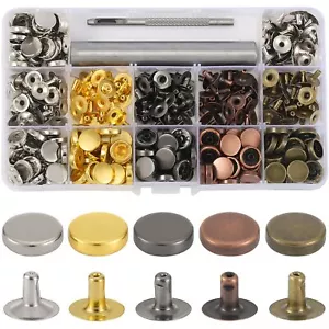 180Sets 12MM Leather Rivets Kit Studs for Clothing Round Flat Rivets for Leat... - Picture 1 of 7