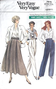 Falda VOGUE Misses Años 80, Pantalones Patrón 7619 Talla 12-16 SIN CORTAR - Imagen 1 de 2