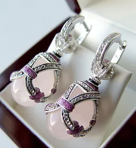 ¡VENTA! HERMOSOS PENDIENTES HECHOS DE PLATA ESTERLINA 925 con JADE GENUINO y ESMALTE - Imagen 1 de 1