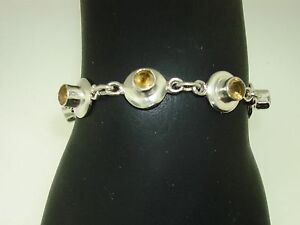 UNIQUE CRAFTED STERLING SILVER & APPROX. 1 CTW CITRINE BRACELET!