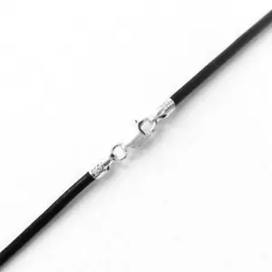 Schwarze Lederband Halskette mit Sterling Silber Karabinerverschluss - 2,00 mm - Bild 1 von 4
