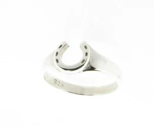Sterling Silver Lucky Horseshoe Design Ring Womens Girls Made in the UK - Picture 1 of 3