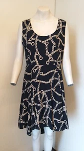 Black Chain Patterned Sleeveless Knee Length Dress from Apricot - Size Large NEW - Picture 1 of 6