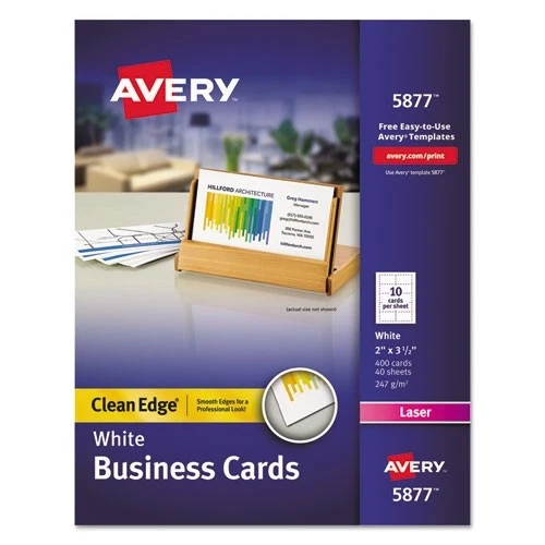 Avery 5877 White 2 Side Clean Edge 400 Business Cards 40 Sheets US