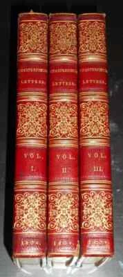 1804 Lord Chesterfield's letters 3 books fine binding maroquin leather english - Image 1 of 4