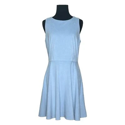 CeCe baby blue faux suede sleeveless fit and flare mini dress size 10 - Image 1 of 4