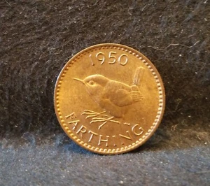 1950 Great Britain farthing, wren type, late George VI, RB UNC, KM-867 (GB11) - Picture 1 of 6