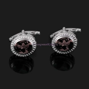 Natural Oval Smoky Quartz Gemstone 925 Sterling silver Cufflinks For Men's #4092 - Picture 1 of 4
