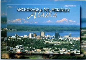 Anchorage with Mt. McKinley in the Background, Alaska Postcard - Picture 1 of 2
