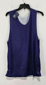 Men's Purple And White Jersey Tank Top - About Size Medium