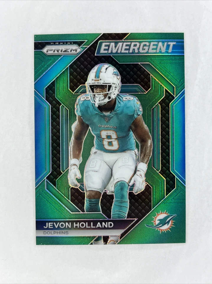 2023 Panini Prizm Jevon Holland Emergent Green Prizm Dolphins Color Match #H-12 - Image 1 of 2