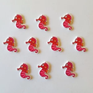 AUSVERKAUF 10 Unter dem Meer Knopf Verzierung Rosa Seepferdchen Neu - Bild 1 von 2