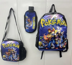 Juego de 3 piezas Mochila Pokémon Negra, Fiambrera, Bolsa para Lápices - Imagen 1 de 2