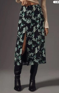 Falda midi Anthropologie The Lille con abertura lateral de Maeve talla 10 forrada nueva con etiquetas - Imagen 1 de 3