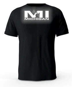 Michigan MI State Reflective Logo Black T-Shirt - Bild 1 von 3