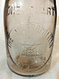 Antike Milchflasche MN METROPOLITAN MILK COMPANY Minneapolis SELTEN 1 Quart Glas - Bild 1 von 12