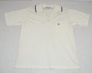 Vintage Penguin Shirt Grand Slam Munsingwear Size L 70s White Navy Blue Trim - Picture 1 of 9
