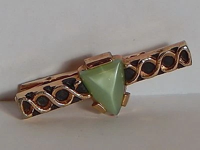 DE COLECCIÓN CABINA DE PLÁSTICO VERDE TONO DORADO/PLACA ANSON BARRA DE CORBATA CLIP BROCHE Foto 1 de 2