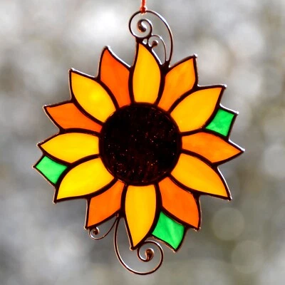 Витражи подсолнечника окна подвески цветок подарок новоселье декор - Изображение 1 из 4
