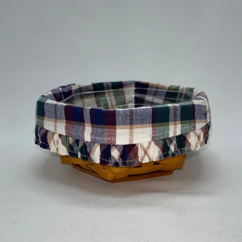 2001 Longaberger Hostess Sage Booking Basket W/Plaid Liner &  Protector Cover