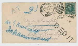 Mr Fancy Cancel 226 COVER NEW HAVEN CONN TO MANPE OF GOOD HOPE FWD JOHANNASBURG - Foto 1 di 3