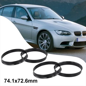 4 Hub Centering Rings 74 1mm to 72 6mm for BMW Wheel Bore Spacer Black - Picture 1 of 12