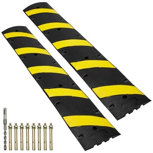 VEVOR 2PCS Rampe Protection Câble 2 Canaux Ralentisseur Caoutchouc 10000kg 183cm - Afbeelding 1 van 12