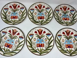 Fitz & Floyd Glennbrook 8.5” Salad Plates Cottage With Tulips SET OF 6 - Picture 1 of 5