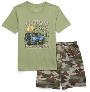 NEW boy's Wonder Nation Short Sleeve Tee & Shorts Pajama Set, (L 10/12) - Picture 1 of 1
