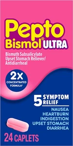 Caplets Ultra for Nausea, Heartburn, Indigestion, Upset Stomach, and Diarrhea Re - Picture 1 of 9