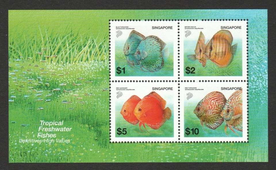 SINGAPORE 2002 TROPICAL FRESHWATER FISH HIGH VALUE SOUVENIR SHEET 4 STAMPS MINT - Image 1 of 1
