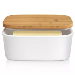 Plato de mantequilla con tapa cerámica porcelana contenedor de almacenamiento soporte de cocina blanco Reino Unido - Imagen 1 de 8