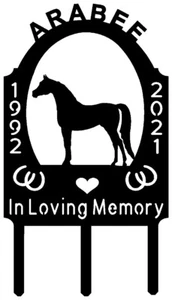 Arabian Horse Memorial Grave Marker Metal Art Cemetery Yard Stake Personalized - Picture 1 of 1