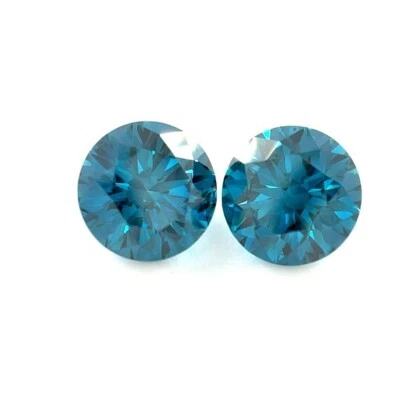 .85 Ct Certified Round Blue CVD DIAMOND Pair For Earrings E Color VS1 Clarity - Image 1 of 4
