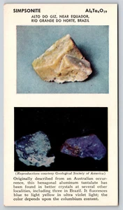 Museo Americano de Historia Natural Postal Mineral Serie VIII Simpsonita - Imagen 1 de 2