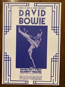 David Bowie poster - Ziggy concert live Celebrity Theatre USA 1972 A3 size repro - Imagen 1 de 1