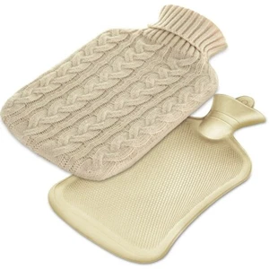 2L Large Hot Water Bottle Quality Hot Water Bottles W/ Arran Knitted Cover Warm - Picture 1 of 5