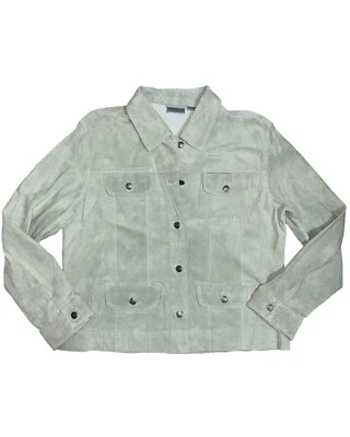 NUEVO CHICO’S Mujer’s Manga Larga Cuero Gamuza Chaqueta Verde Lima talla 1 Foto 1 de 4