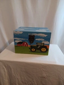 Cardboard Gift Boxes Set of 3 Nesting Boxes Tractor. Farm scene. Metal hardware. - Picture 1 of 15