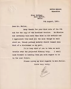 Sir Auckland C. Geddes, British Ambassador to US 1920-1924, typed letter signed - Picture 1 of 1