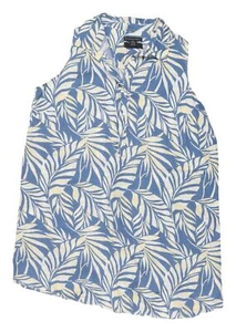 Tahari Women's Blue Sleeveless Linen Blouse UK 20 - Picture 1 of 12