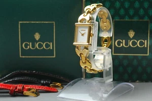Vintage [Exc+5 Box] GUCCI Change Belt 1800L Gold Quartz Women's Watch From JAPAN - Picture 1 of 13