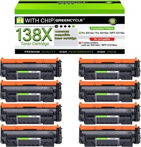 8× W1380X Toner Compatible With HP LaserJet Pro 3001dw 3001fdw 3101fdw WITH CHIP - Imagen 1 de 9