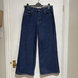 Boden High Waisted Wide Legged Indigo Jeans Size W29 L27 Size 12 Petite RRP £99 - Picture 1 of 6