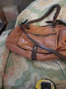Bolso Cartera Gryson Olivia Marrón "Skye" Hecho en Italia Cuero Dos Tonos - Imagen 1 de 3