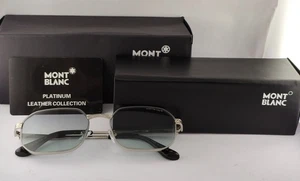 Luxus Montblanc Sonnenbrille | silbernes Metallgestell | 100 % UV-geschützte blaue Gläser - Bild 1 von 7