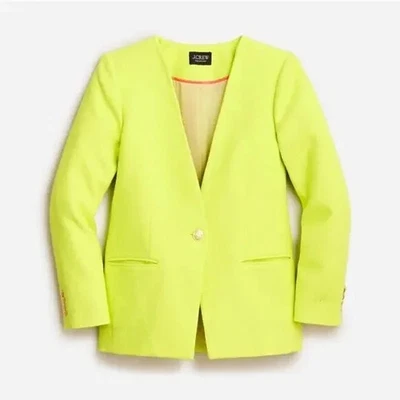 J CREW Collection Collarless Alfie Blazer in Boucle Lemon Sorbet SZ 4 #BP592 - Imagem 1 de 4