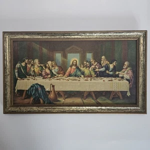 Brunozetti's THE LAST SUPPER Art Print Wood With Gold Paint Frame 16.5" x 9.5" - Picture 1 of 11