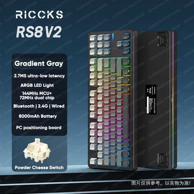 RICCKS RS8 V2 Wireless Mechanical Keyboard 8000mAh RGB Hot Swap 87 Key Gaming - Image 1 of 4